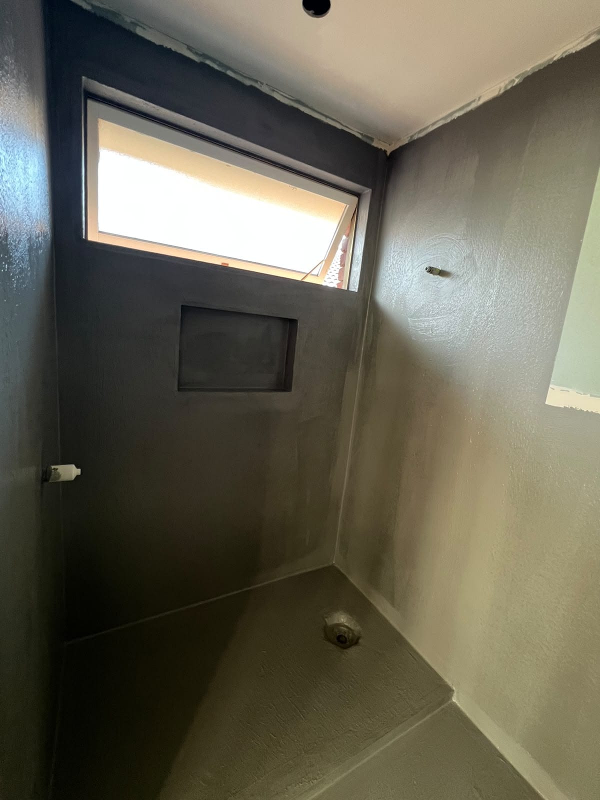 Waterproofed bathroom shower walls and recessed niche before tiling — Melbourne